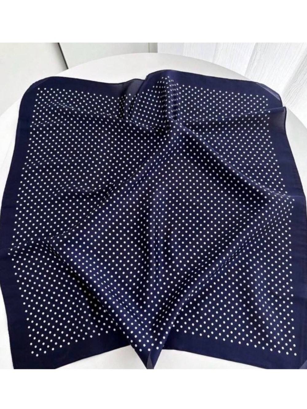 Navy Blue Polka Dot Silky Satin Bag Purse Bandana Belt Scarf Fall Trending New